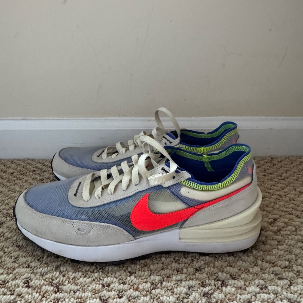 Nike Waffle Sneakers with Neon Pink Swoosh